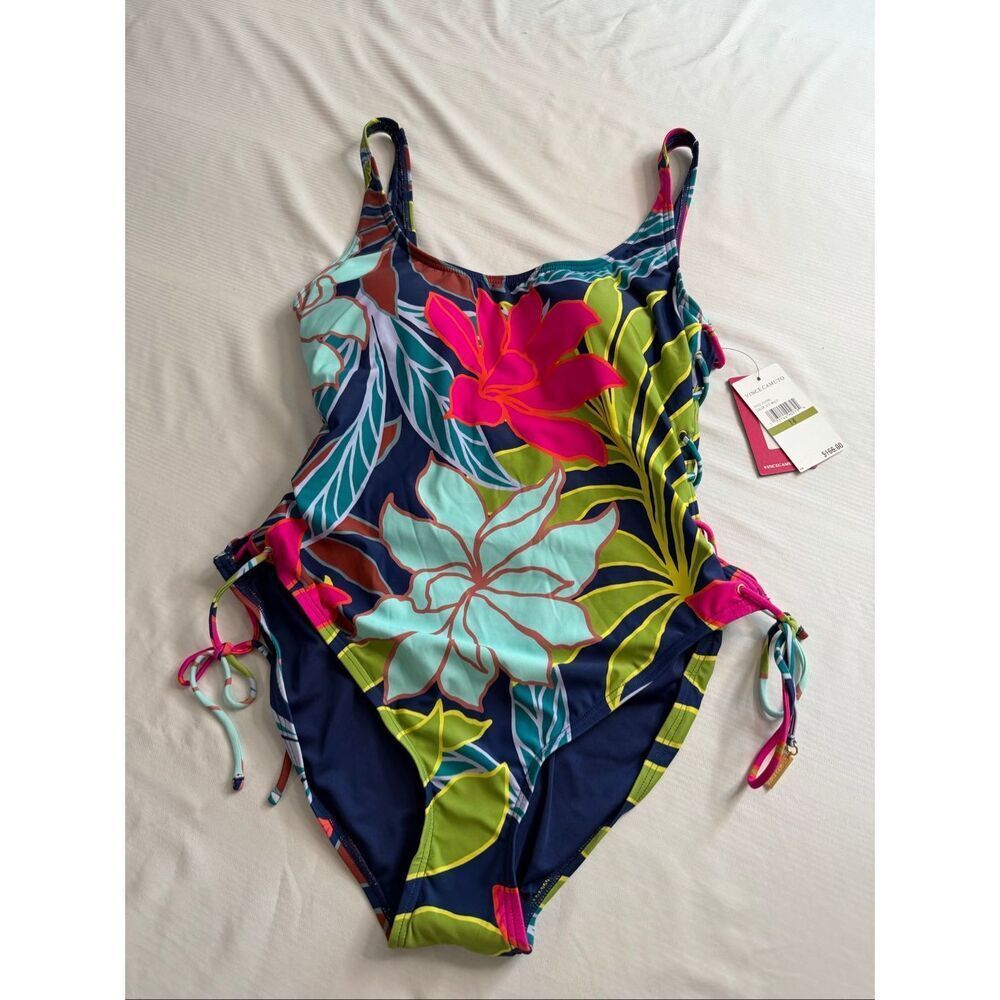 NWT Vince Camuto Floral One Piece Bathing Suit Swimsuit Size 14 New